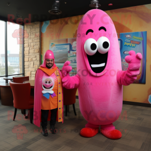 Pink Enchiladas mascot costume character dressed with a Bodysuit and Ties