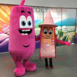 Pink Enchiladas mascot costume character dressed with a Bodysuit and Ties