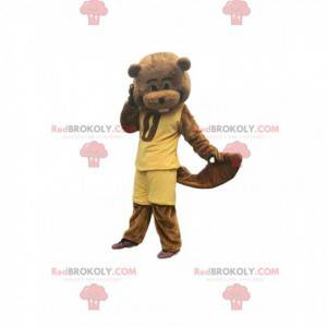 Brown Biber Maskottchen in Sportbekleidung gekleidet -