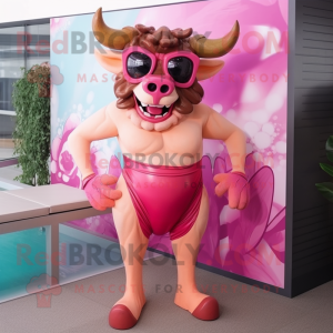 Roze Minotaurus mascotte...