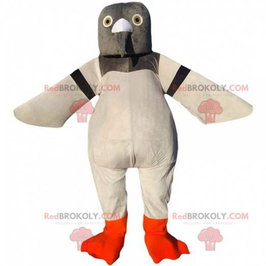 Giant pigeon mascot, gray and white, pigeon costume -
