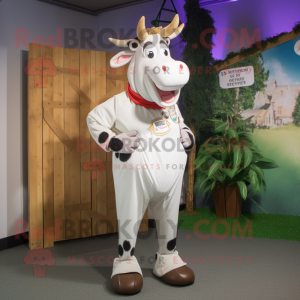 Hvit Guernsey Cow maskot...