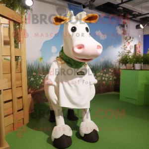 Hvit Guernsey Cow maskot...