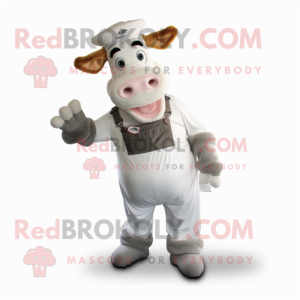 Hvid Guernsey Cow maskot...