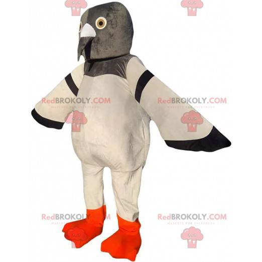 Giant pigeon mascot, gray and white, pigeon costume -