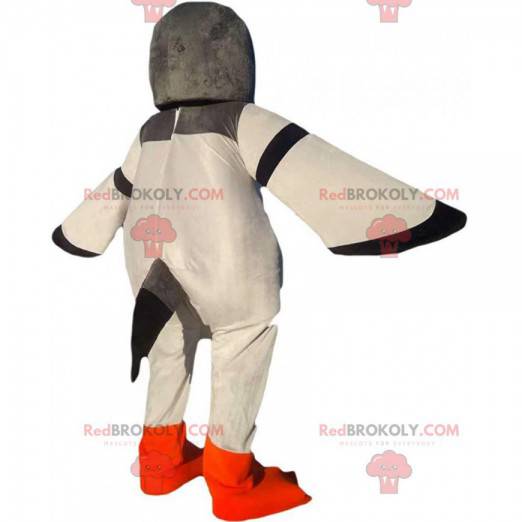 Mascotte de pigeon géant, gris et blanc, costume de pigeon -