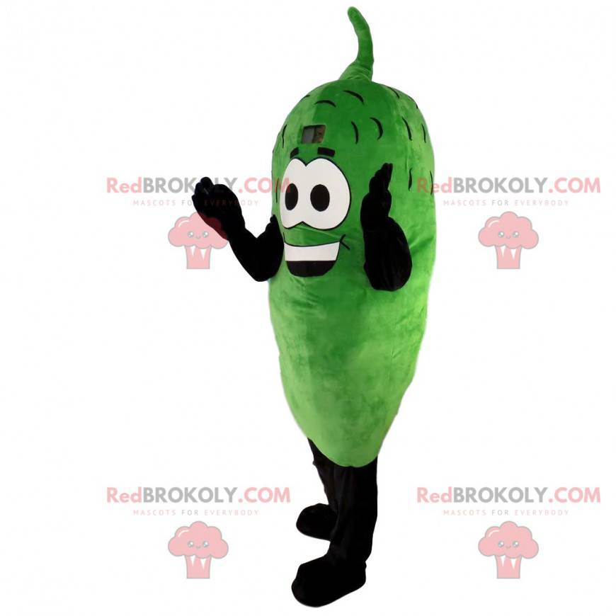 Mascota de pepinillo gigante, traje vegetal, condimento -