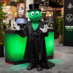 Forest Green Ghost mascot costume character dressed with a Tuxedo and Bracelet watches