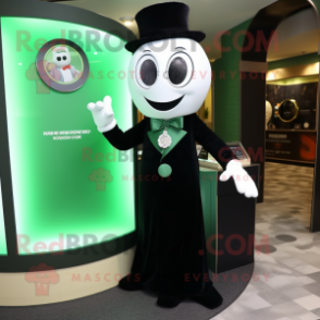 Forest Green Ghost mascot costume character dressed with a Tuxedo and Bracelet watches