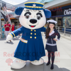 Navy Guinness mascot costume character dressed with a Midi Dress and Foot pads
