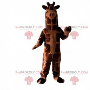 Gigante mascotte giraffa marrone e arancione, animale esotico -