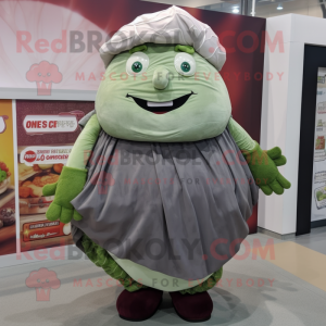 Gray Corned Beef And Cabbage mascot costume character dressed with a Shorts and Shawls