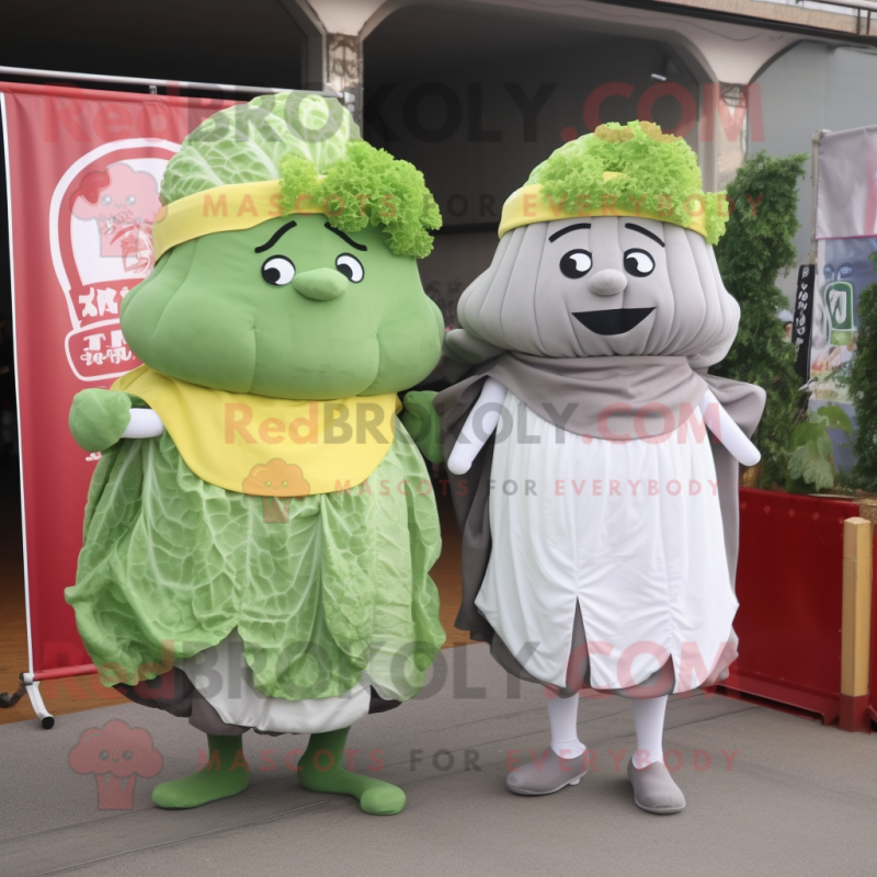 Gray Corned Beef And Cabbage mascot costume character dressed with a Shorts and Shawls