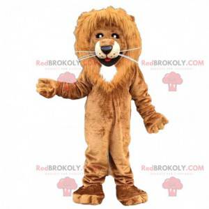 Mascota león marrón y blanco, disfraz felino peludo -
