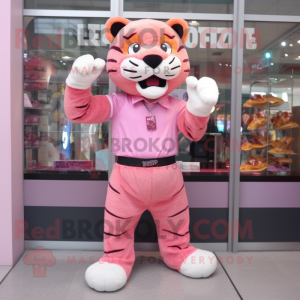 Pink Sabeltand Tiger maskot...