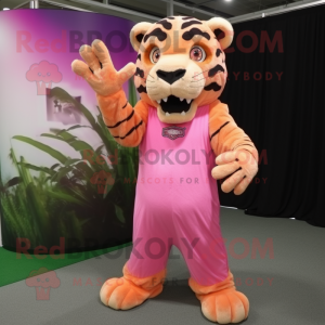 Pink Sabeltand Tiger maskot...