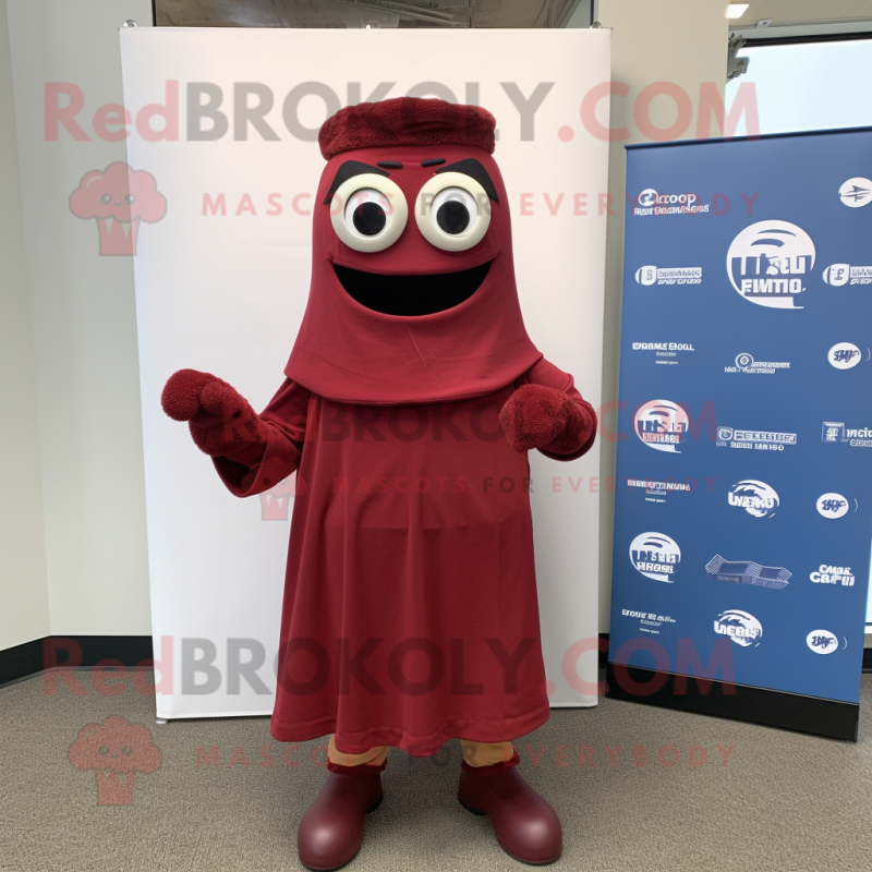 Maroon Alliance mascot costume character dressed with a Sheath Dress and Scarf clips Maroon Alliance mascot costume character dressed with a Sheath Dress and Scarf clips