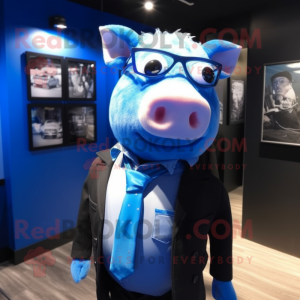 Blue Pig mascotte kostuum...