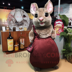 Brown Chinchilla mascot costume character dressed with a Cocktail Dress and Coin purses