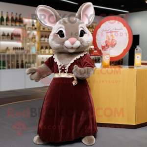 Brown Chinchilla mascot costume character dressed with a Cocktail Dress and Coin purses