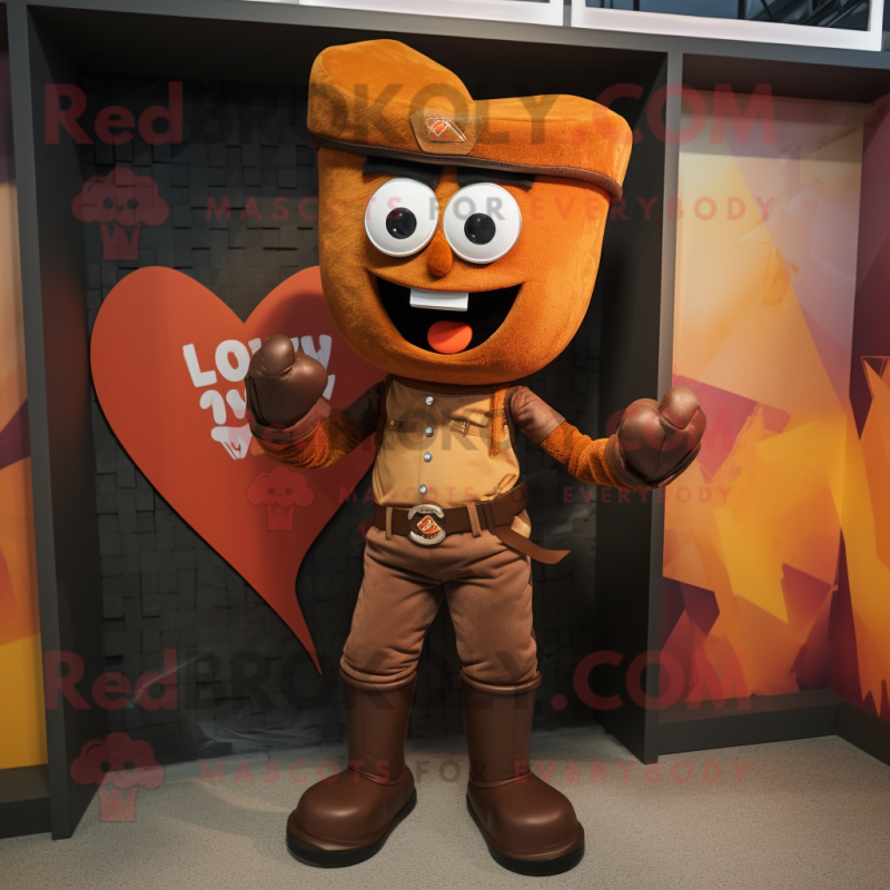 Rust Arrow Of Love mascot costume character dressed with a Jeans and Belts Rust Arrow Of Love mascot costume character dressed with a Jeans and Belts