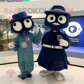 Navy Wrist Watch mascot costume character dressed with a Wrap Dress and Smartwatches