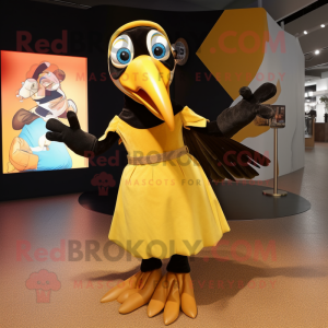 Guld Toucan maskot kostume...