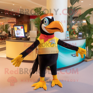 Guld Toucan maskot kostume...