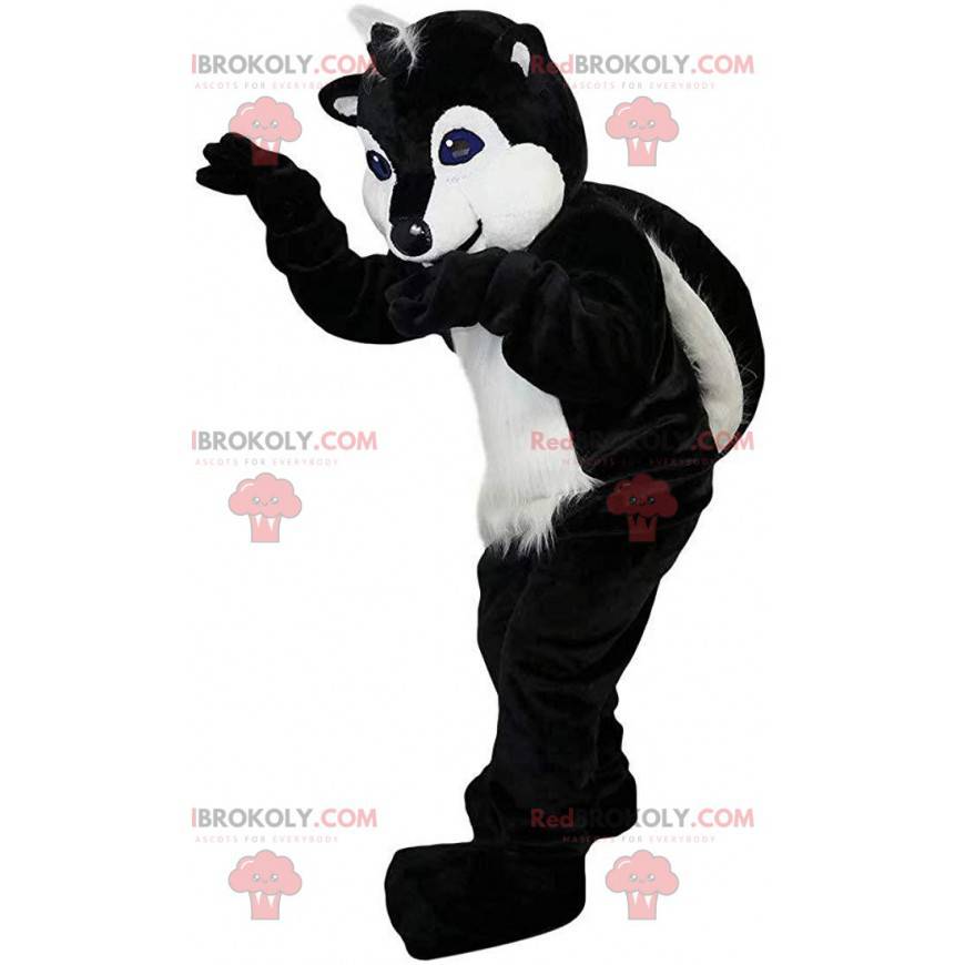 Mascota de polecot blanco y negro, disfraz de mapache -