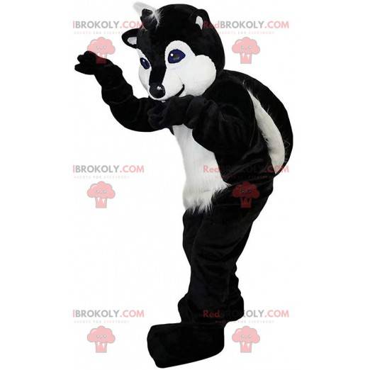 Zwart-wit bunzing mascotte, wasbeer kostuum - Redbrokoly.com