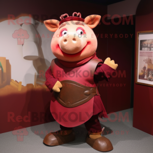 Maroon Pig mascotte kostuum...