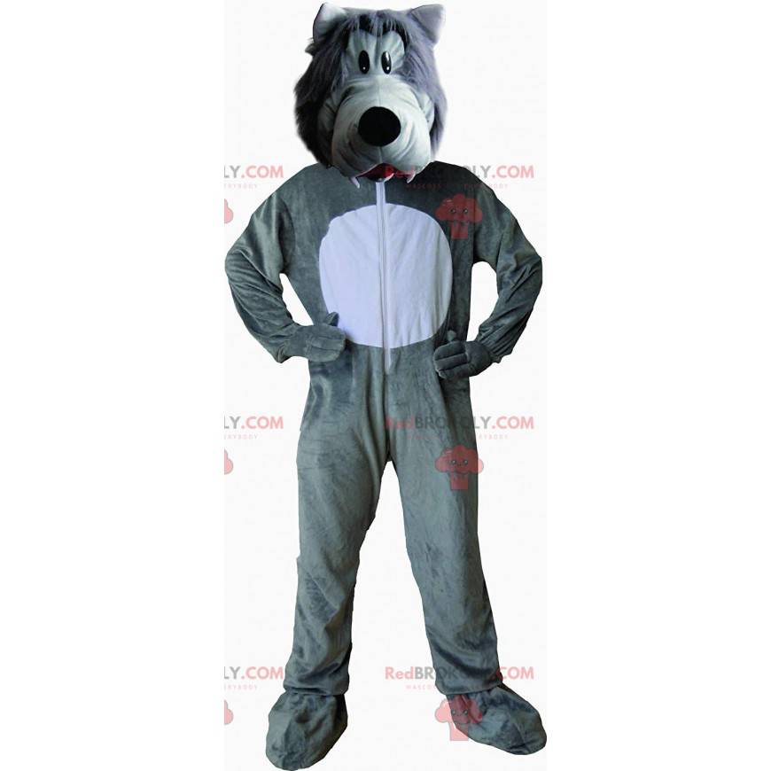 Mascota lobo gris y blanco, disfraz de lobo peludo malo - Mascota lobo gris y blanco, disfraz de lobo peludo malo -