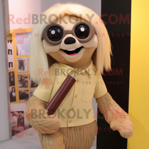 Beige dovendyr maskot drakt...