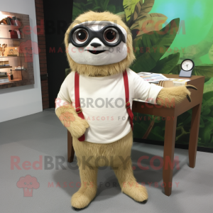 Beige Sloth maskot kostym...