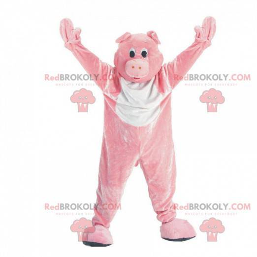 Mascota de cerdo rosa y blanco personalizable - Redbrokoly.com
