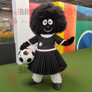 Black Soccer Goal mascot costume character dressed with a Skirt and Cummerbunds