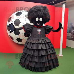 Black Soccer Goal mascot costume character dressed with a Skirt and Cummerbunds