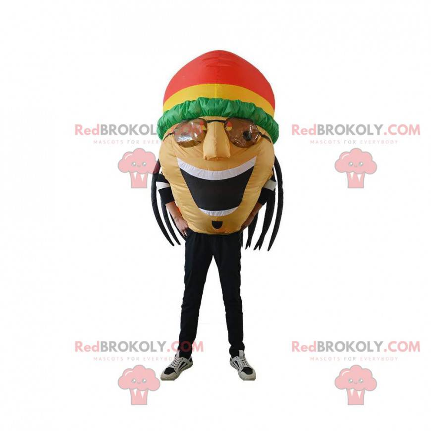 Mascotte gonfiabile rastaman, giamaicani con dreadlocks -