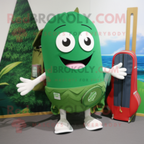 Forest Green Ray mascot costume character dressed with a Board Shorts and Clutch bags