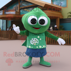 Forest Green Ray mascot costume character dressed with a Board Shorts and Clutch bags
