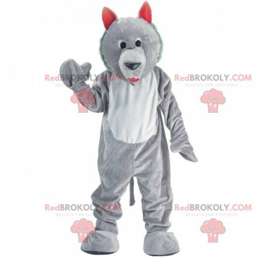Gray and white wolf mascot, wolf dog costume - Redbrokoly.com