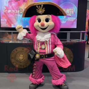 Pink Pirate mascot costume character dressed with a Joggers and Coin purses