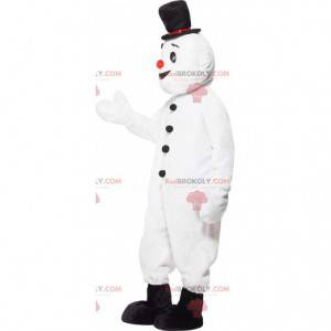 Maskot bílý sněhulák s kloboukem - Redbrokoly.com