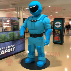 Cyan Gi Joe maskot kostyme...