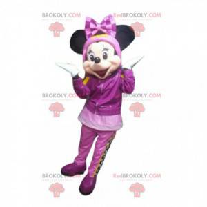 Maskot Minnie Mouse v zimním oblečení, kostým Disney -