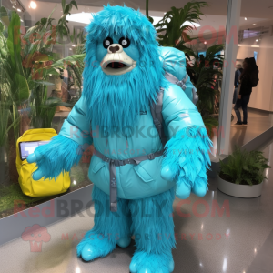 Cyaan Sasquatch mascotte...