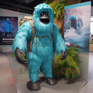 Cyan Sasquatch maskot...