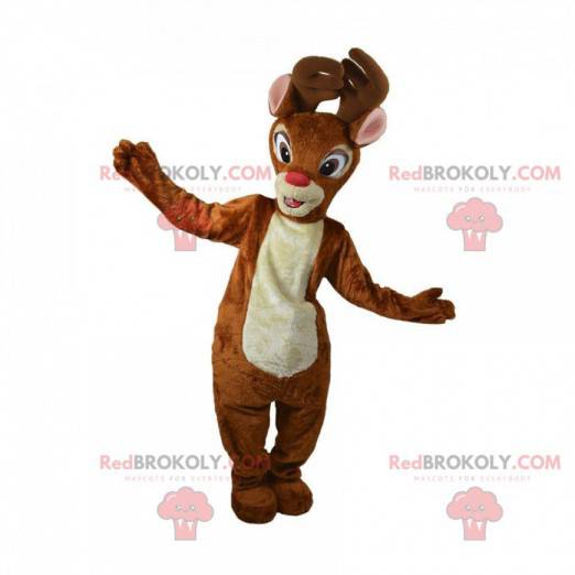 Christmas reindeer mascot with a red nose, caribou mascot -