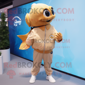 Beige Goldfish maskot...