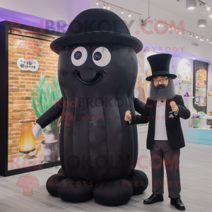 Black Jellyfish mascot costume character dressed with a Waistcoat and Watches